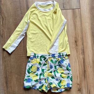 Janie and Jack Yellow and White Kids Swim Set Size 18 to 24 Months
